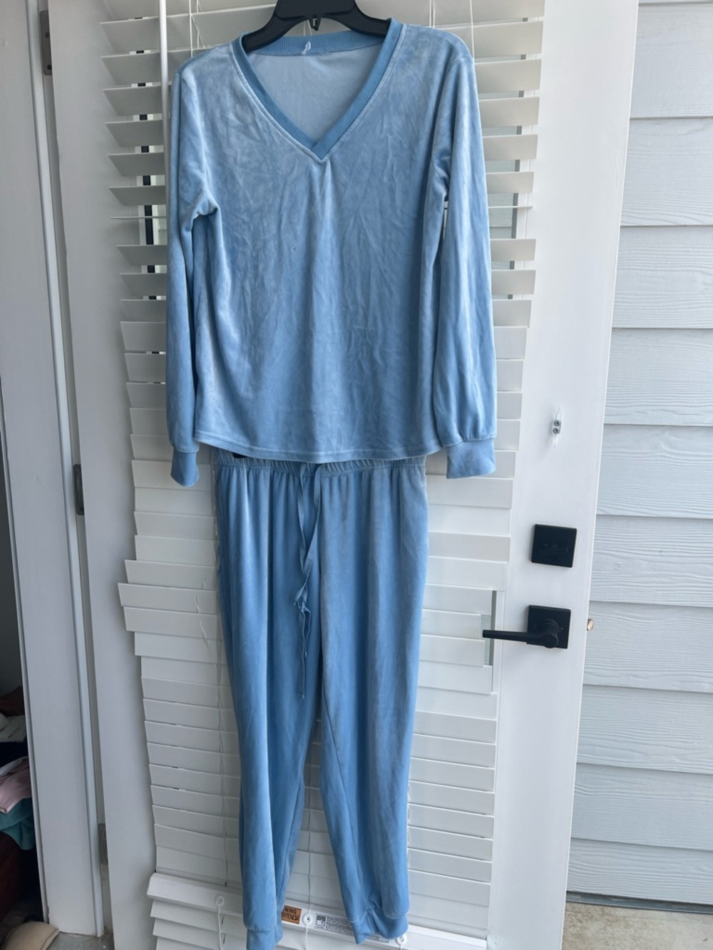 Light Blue V-Neck plush Lounge Set